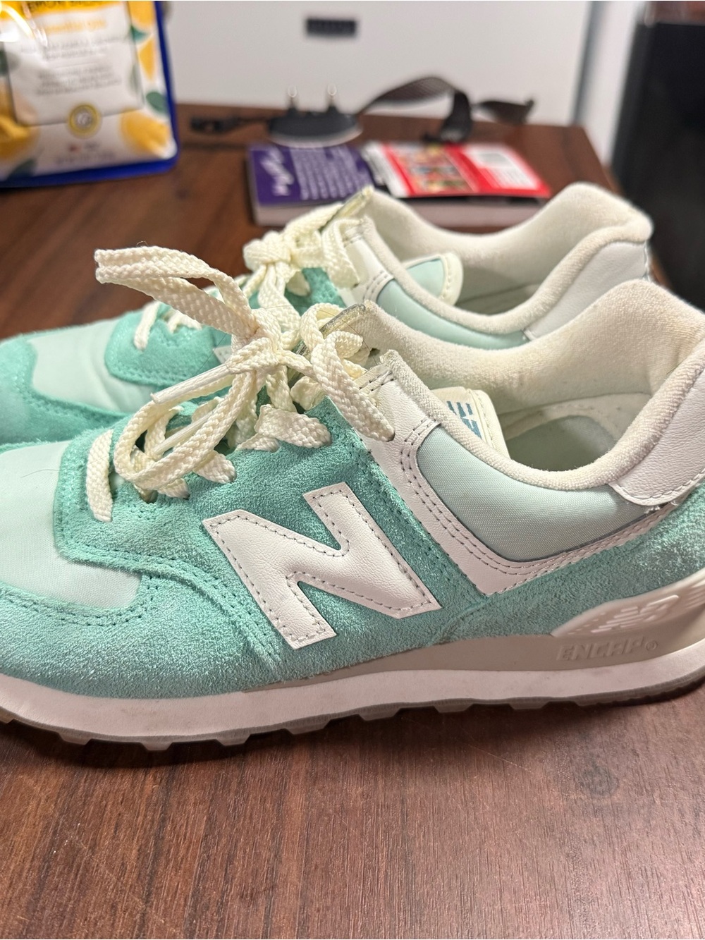 New Balance WomenMint Green Suede Lace-Up Sneakers